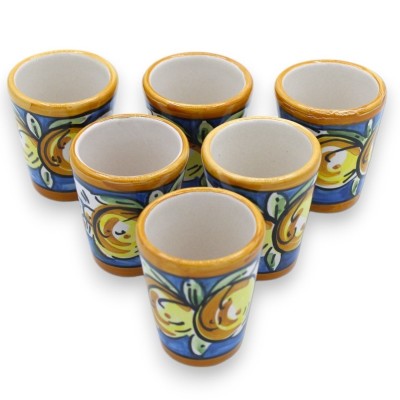 Servizio Limoncello per 6 persone in ceramica Caltagirone, L 26 x 23 cm ca.  Vassoio rotondo MD2 - 