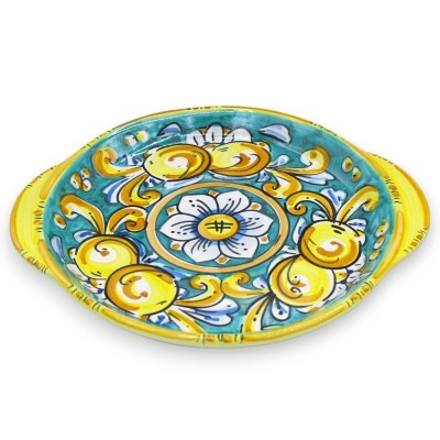 Serviço Limoncello para 6 pessoas em cerâmica Caltagirone, L 26 x 23 cm aprox. Bandeja redonda MD3 - 