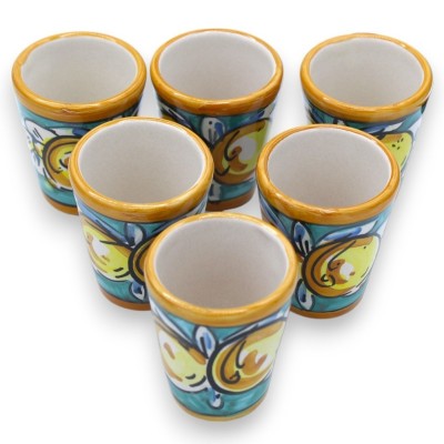 Serviço Limoncello para 6 pessoas em cerâmica Caltagirone, L 26 x 23 cm aprox. Bandeja redonda MD3 - 