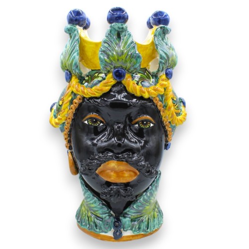 Moorkop Caltagirone h ca. 37 cm (1st) Man of Vrouw, Kroon, barokdecoratie en bladapplicatie