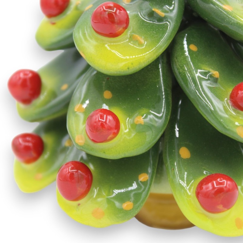 Pale di Prickly Pear Christmas Tree in fine ceramic, approx. 11 cm high. Red balls - 