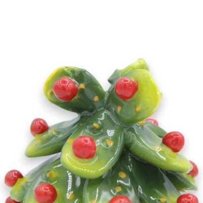 Árbol de Navidad Pale di Prickly Pear de cerámica fina, de unos 11 cm de altura. bolas rojas - 