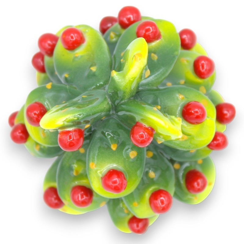 Árbol de Navidad Pale di Prickly Pear de cerámica fina, de unos 11 cm de altura. bolas rojas - 