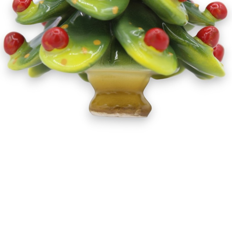 Pale di Prickly Pear Julgran i fin keramik, ca 11 cm hög. Röda bollar - 