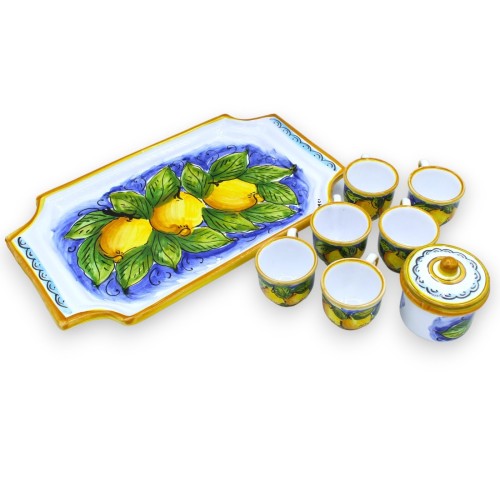 Coffee service for 6 people in Sicilian ceramic with Lemons and Leaves decoration -  2