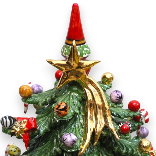 Sapin de Noël en céramique Caltagirone h 50 cm environ. Boules multi-décorations, étoile comète et détails en émail or p 2