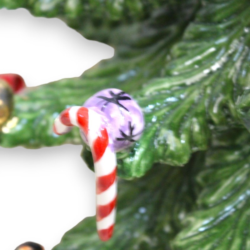 Árvore de Natal em cerâmica Caltagirone h 50 cm aprox. Bolas multidecorativas e bolas esmaltadas em ouro puro 24k - 