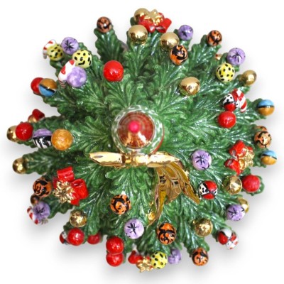Árvore de Natal em cerâmica Caltagirone h 50 cm aprox. Bolas multidecorativas e bolas esmaltadas em ouro puro 24k - 