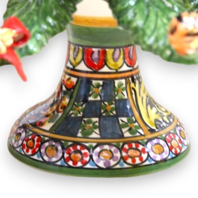 Árvore de Natal em cerâmica Caltagirone h 50 cm aprox. Bolas multidecorativas e bolas esmaltadas em ouro puro 24k - 