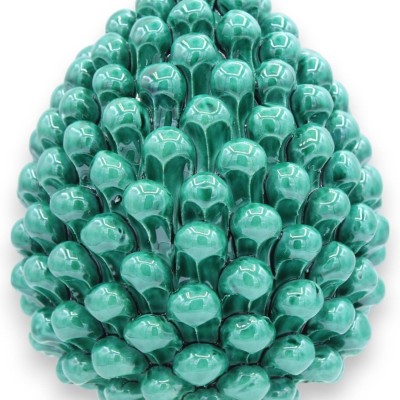 Cône de pin sicilien en céramique de Caltagirone, Verderame, 2 options de taille (1pc) Tige Décoration de sentier bleu e