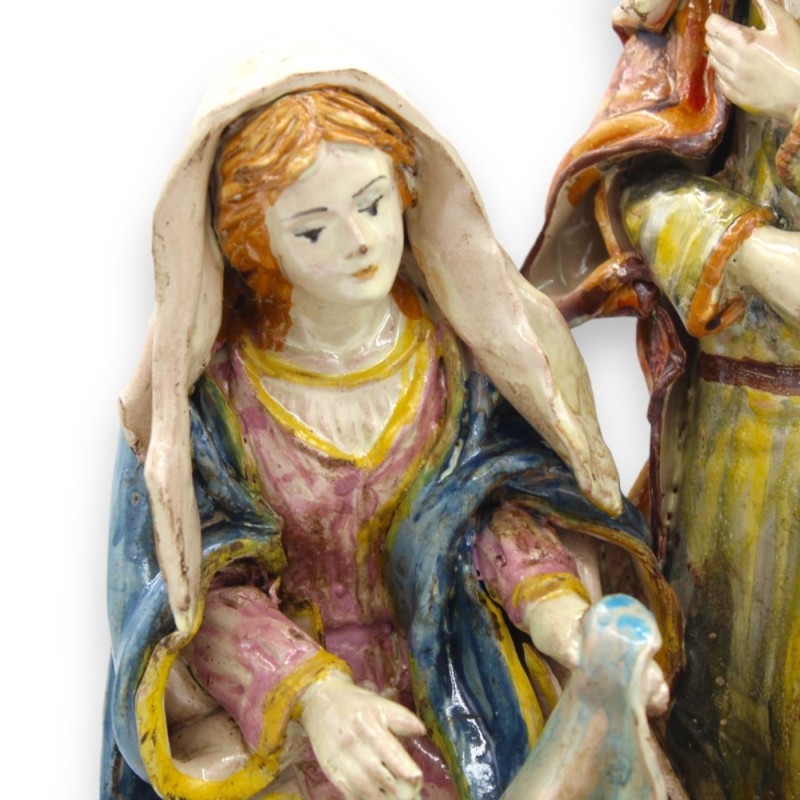 Sacra Famiglia, Natività - Ceramica Caltagirone, h 32 e l 18 cm ca. MD1 - 