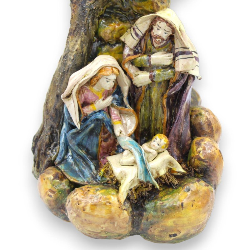 Sacra Famiglia, Natività e Zampognaro - Ceramica Caltagirone, h 32 e l 18 cm ca. MD2 - 