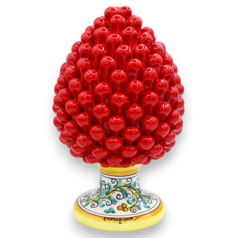 Siciliansk tallkotte i Caltagirone Keramik, röd, 2 storleksalternativ (1 st) Stam Blomdekoration - 