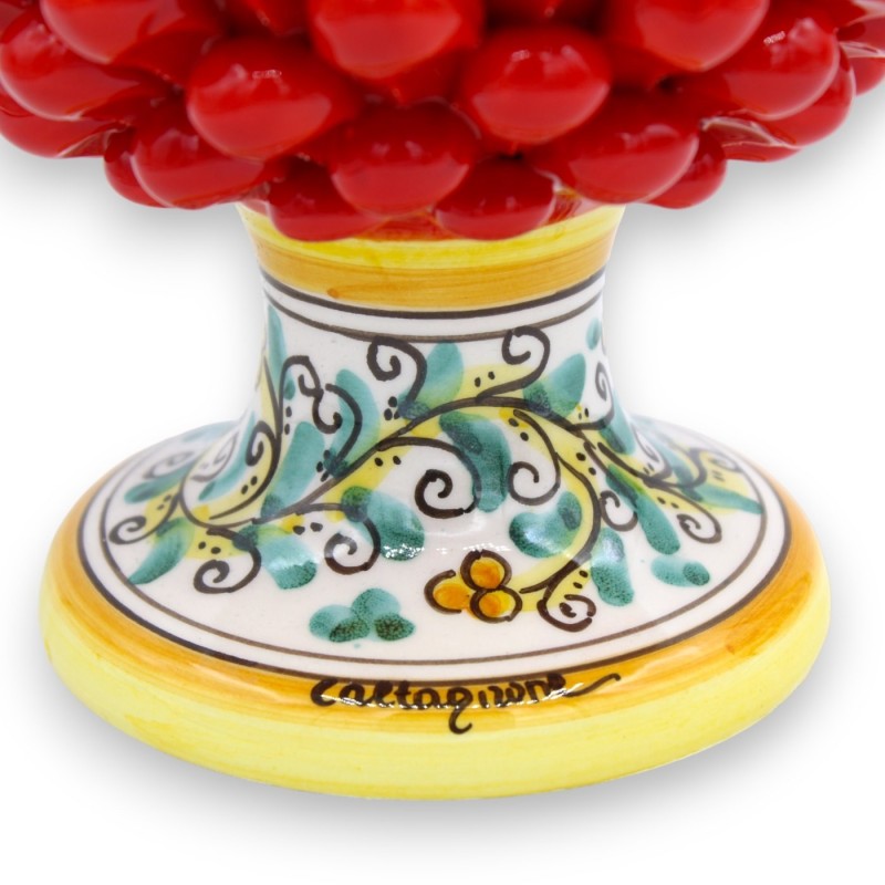 Siciliaanse dennenappel in Caltagirone-keramiek, rood, 2 grootteopties (1 st) Stam Bloemendecoratie - 