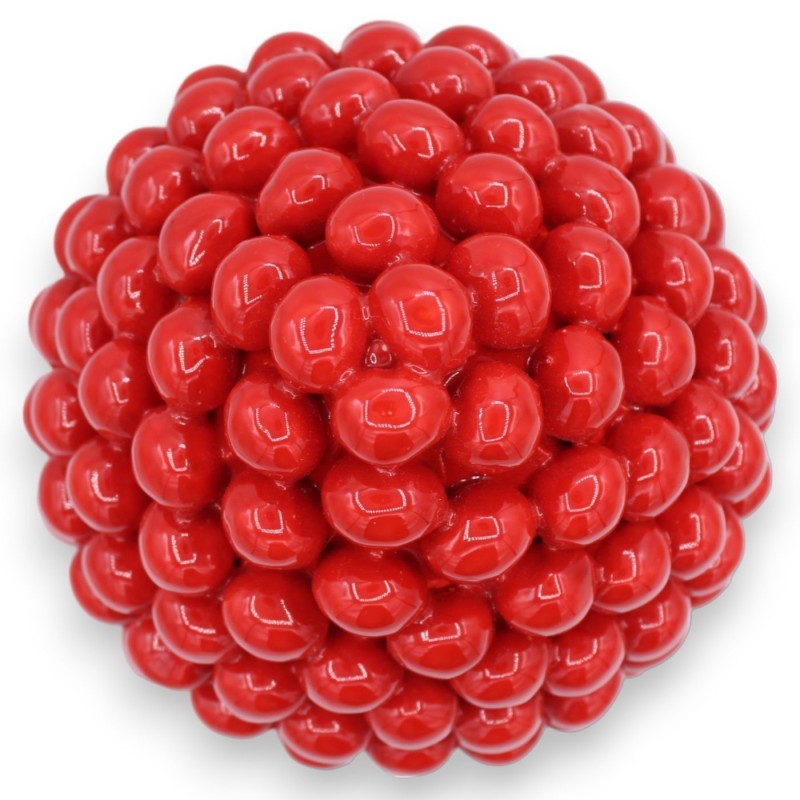 Cono de pino siciliano en cerámica Caltagirone, rojo, 2 opciones de tamaño (1 pieza) Decoración floral de tallo - 