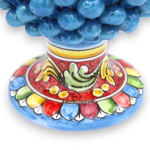 Cono de pino siciliano en cerámica de Caltagirone, azul antiguo - 2 opciones de tamaño (1 pieza) Tallo con decoración ba 2