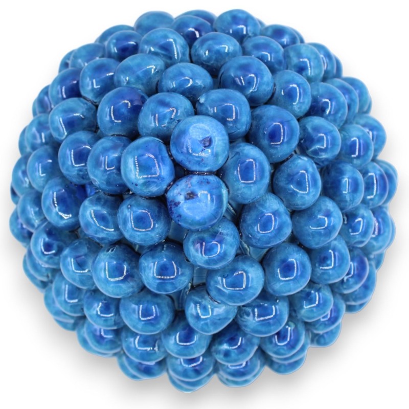 Pinha Siciliana em Cerâmica Caltagirone, Azul Antigo - 2 opções de tamanho (1 unidade) Haste com decoração barroca e pét Pinha Siciliana em Cerâmica Caltagirone, Azul Antigo - 2 opções de tamanho (1 unidade) Haste com decoração barroca e pét