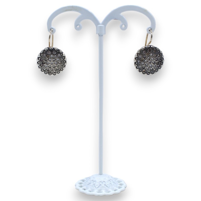 Örhängen, klassiska sicilianska örhängen i 925 silver med polerade kristaller, 3 cm höga - 