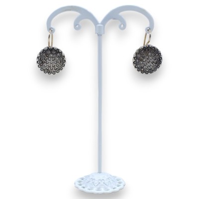 Örhängen, klassiska sicilianska örhängen i 925 silver med polerade kristaller, 3 cm höga - 
