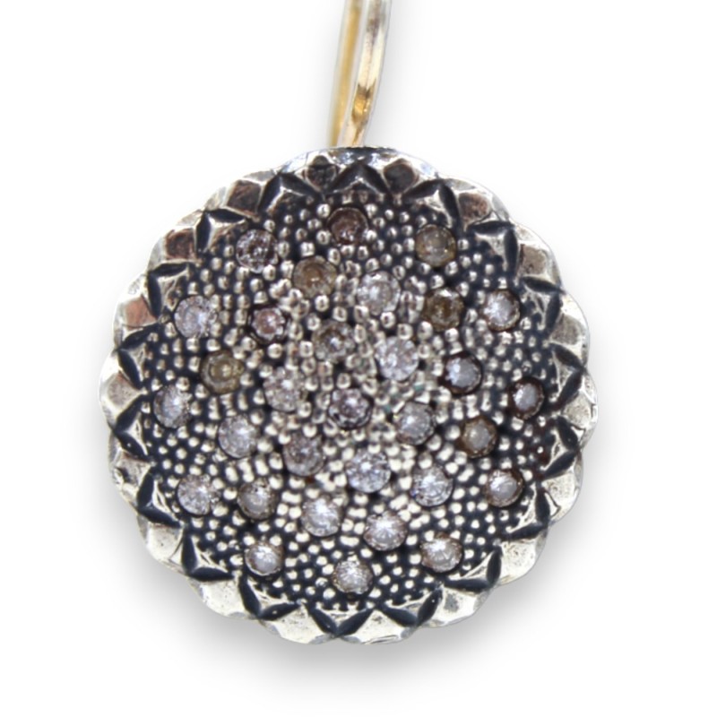 Örhängen, klassiska sicilianska örhängen i 925 silver med polerade kristaller, 3 cm höga - 