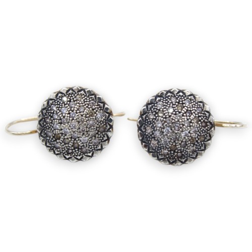 Toppers, klassieke Siciliaanse oorbellen in 925 zilver met gepolijste kristallen, 3 cm hoog - 