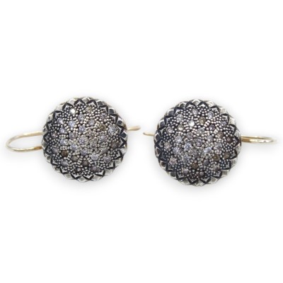 Örhängen, klassiska sicilianska örhängen i 925 silver med polerade kristaller, 3 cm höga - 