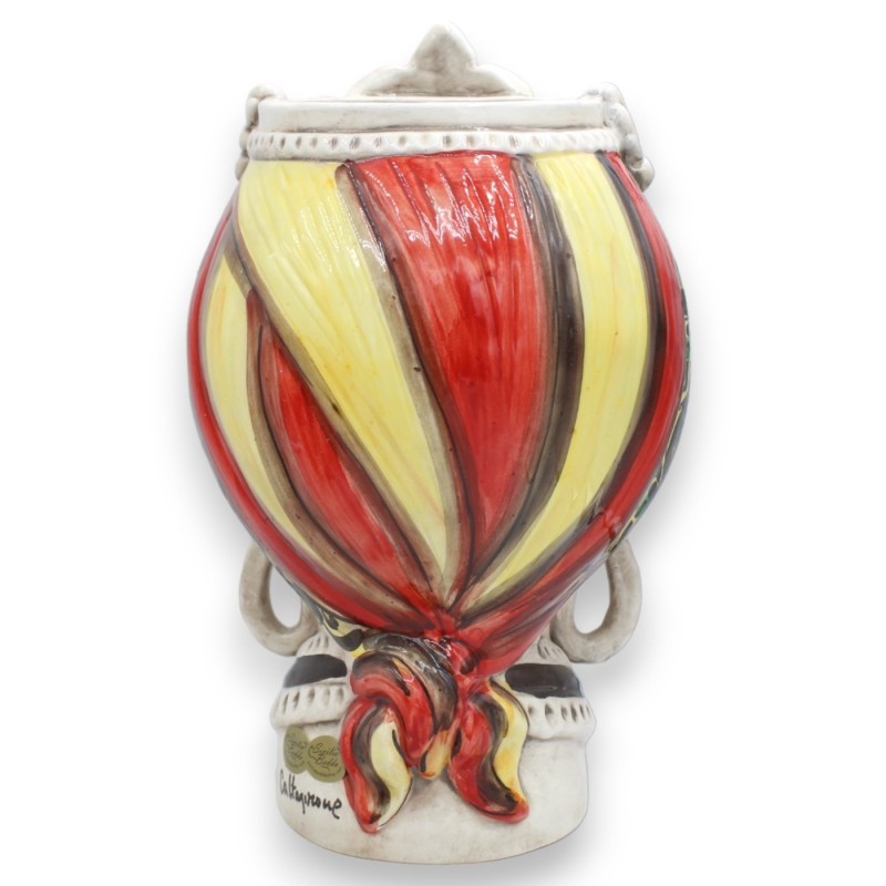Frise Caltagirone Tête de Maure h environ 28 cm (1pc) Fond Rouge et Jaune à décor XVIIème siècle - 