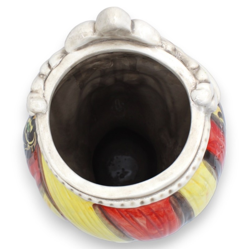 Frise Caltagirone Tête de Maure h environ 28 cm (1pc) Fond Rouge et Jaune à décor XVIIème siècle - 