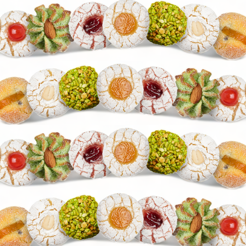 Sizilianisches Mandelgebäck, „I Tipici Siciliani“-Bonbons, lose und einzeln verpackt, in verschiedenen Gewichtsvarianten