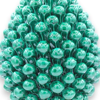 Szyszka sycylijska w ceramice Caltagirone, Verderame - 2 opcje rozmiaru (1 szt.) Łodyga z barokową dekoracją i kwiatami 