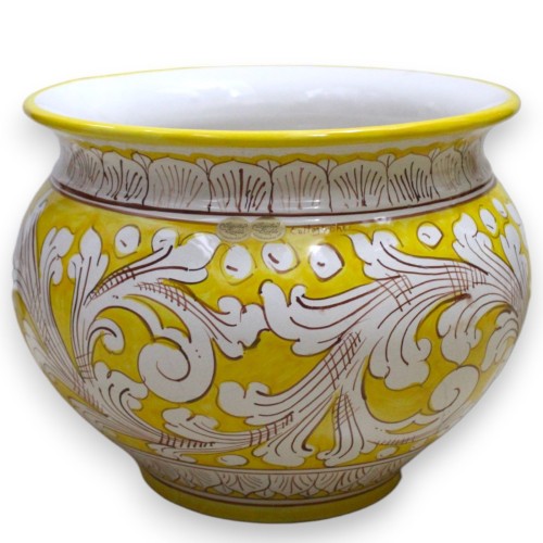 Cachepot Caltagirone vaso de cerâmica, 5 opções de tamanho (1 unidade) Decoração barroca amarela e branca - 