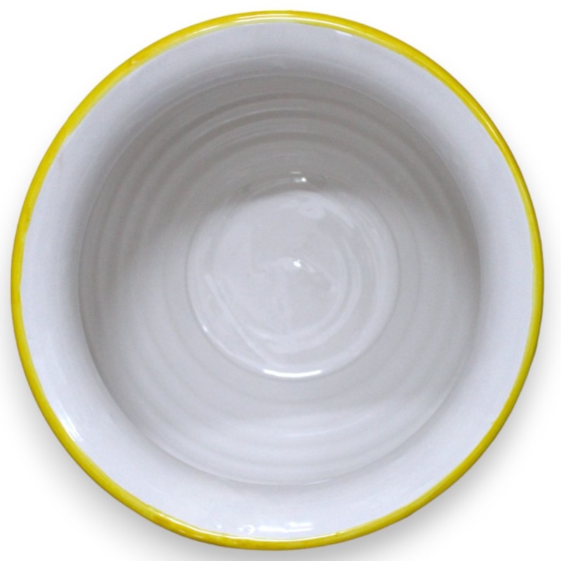 Cachepot Vaso per piante in ceramica Caltagirone, 5 Opzioni dimensione (1Unità) Giallo e decoro barocco bianco - 