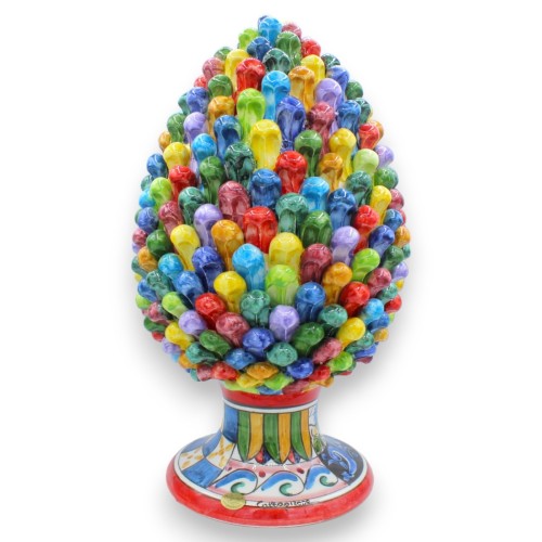Siciliaanse dennenappel in Caltagirone keramiek - h ca. 40 cm Veelkleurige en multi-versierde stam - 