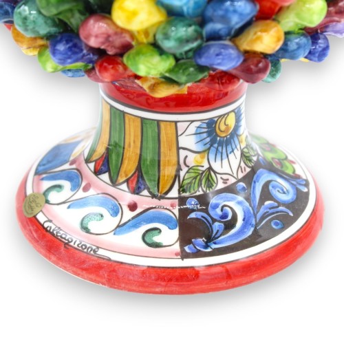 Siciliaanse dennenappel in Caltagirone keramiek - h ca. 40 cm Veelkleurige en multi-versierde stam -  2