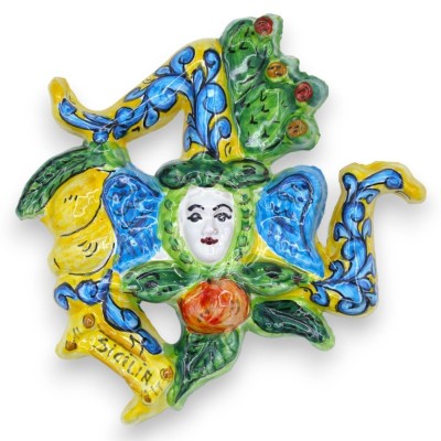 Trinacria aus sizilianischer Keramik, H ca. 17 x 16 cm. (1 Stück) Mit 5 Hintergrundfarboptionen - 