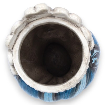 Cabeça de mouro em cerâmica mourisca Caltagirone h aproximadamente 20 cm (1ud) com friso, decoração seiscentista sobre f