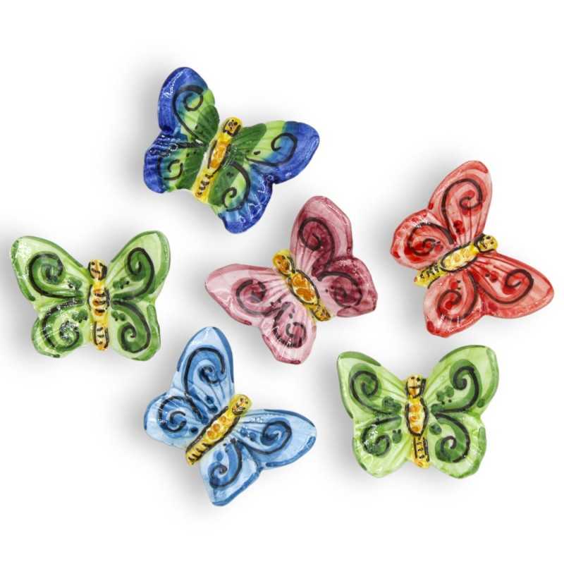 Aimant papillon en céramique Caltagirone h 4 x 5 cm environ. (1pc) - Couleur et décoration aléatoires - 