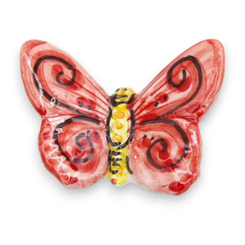 Aimant papillon en céramique Caltagirone h 4 x 5 cm environ. (1pc) - Couleur et décoration aléatoires - 