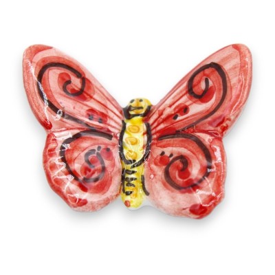 Aimant papillon en céramique Caltagirone h 4 x 5 cm environ. (1pc) - Couleur et décoration aléatoires - 