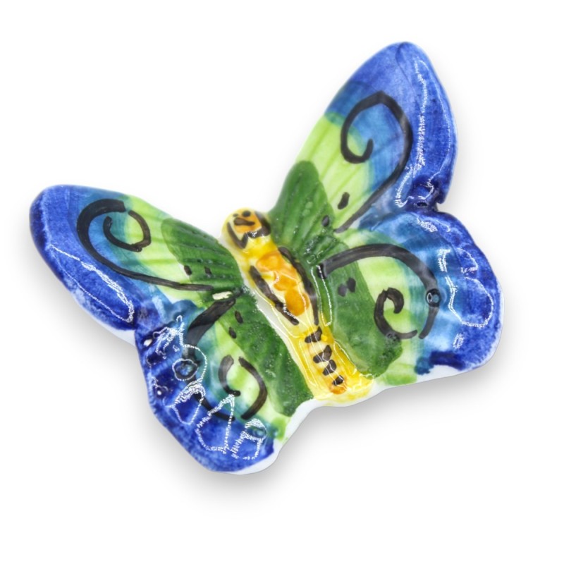 Aimant papillon en céramique Caltagirone h 4 x 5 cm environ. (1pc) - Couleur et décoration aléatoires - 