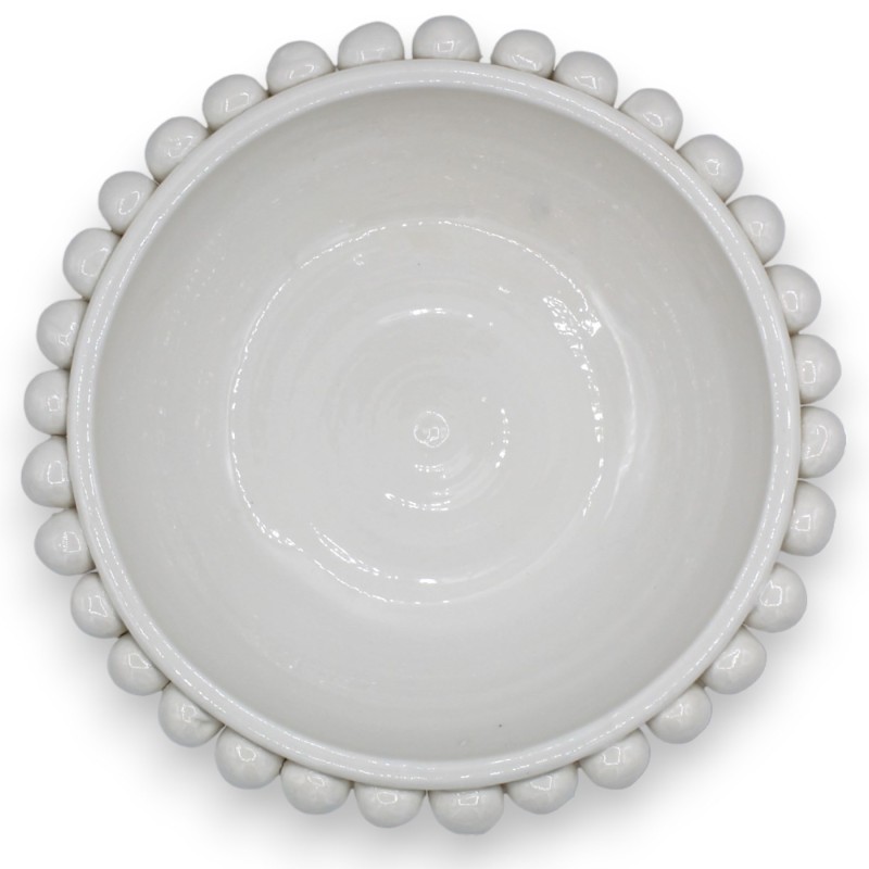 Tigela Pigna, esvaziador de bolso em cerâmica Caltagirone, Branco - Ø aproximadamente 20 cm - 