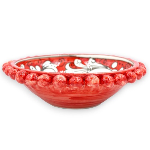 Pigna-Schüssel, Taschenentleerer aus Caltagirone-Keramik, Rot – Ø ca. 20 cm weiße Barockdekoration -  2