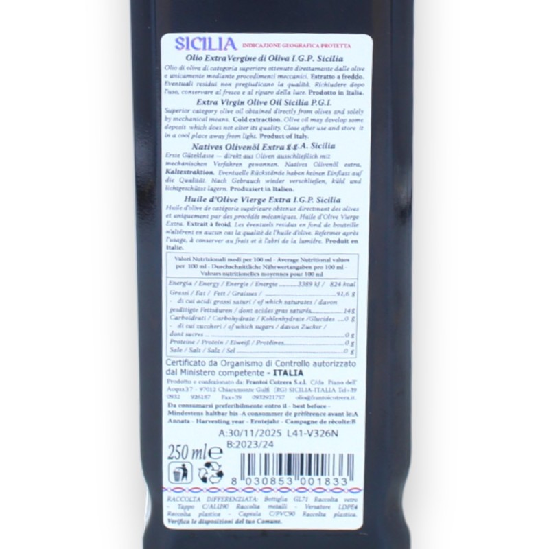 Oliwa z oliwek extra virgin sycylijska IGP Cutrera w 3 opcjach formatu 100, 250 lub 500 ml (1 szt.) - 