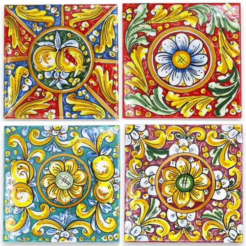 Caltagirone ceramic tile - h 20 x 20 x 0.8 cm approx. (1Pcs) with 8 decoration options MD1 - 