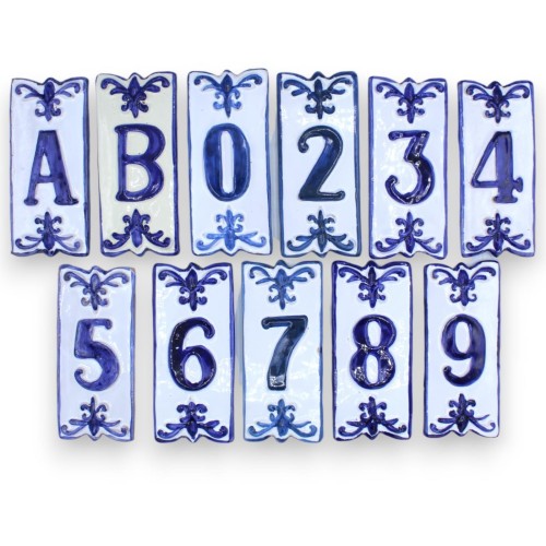 Buchstaben und Hausnummern aus feiner sizilianischer Keramik – H ca. 14 x 6 cm. (1 Stück) Blau Mit verschiedenen Optione
