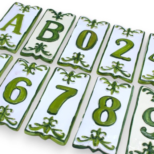 Bokstäver och husnummer i fin siciliansk keramik - h 14 x 6 cm ca. (1st) Grön Med olika alternativ -  2