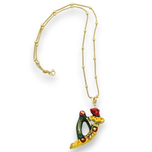 Halskette oder Ohrringe (1 Stück) Sicilian Card Aces Collection, Schwert, 925er Silber vergoldet, 24-Karat-Emaille aus r 2