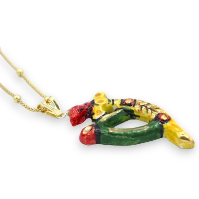 Necklace or Earrings (1pc) Sicilian Card Aces Collection, 925 Silver Gold plated, 24K pure gold enamel - 