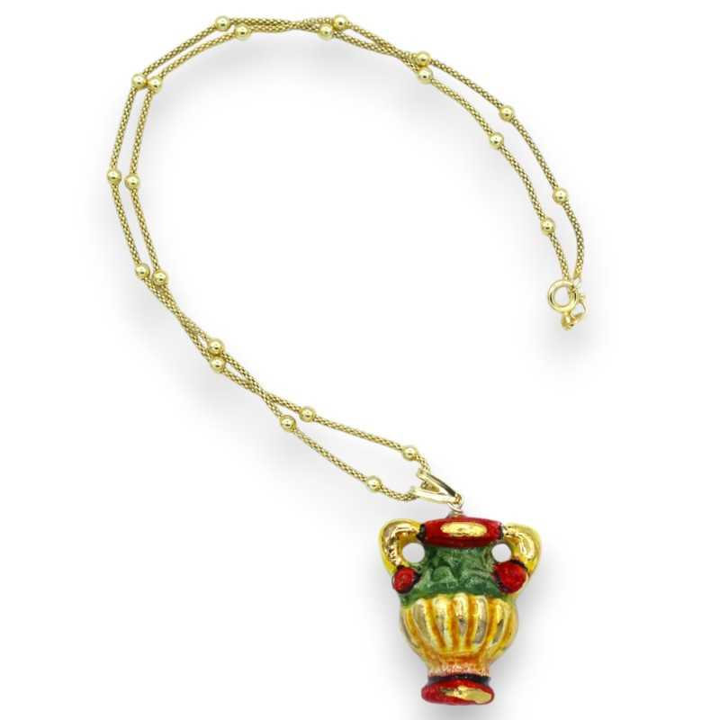 Halskette oder Ohrringe (1 Stück) Sicilian Card Aces Collection, Tasse, 925er Silber vergoldet, 24-Karat-Emaille aus rei