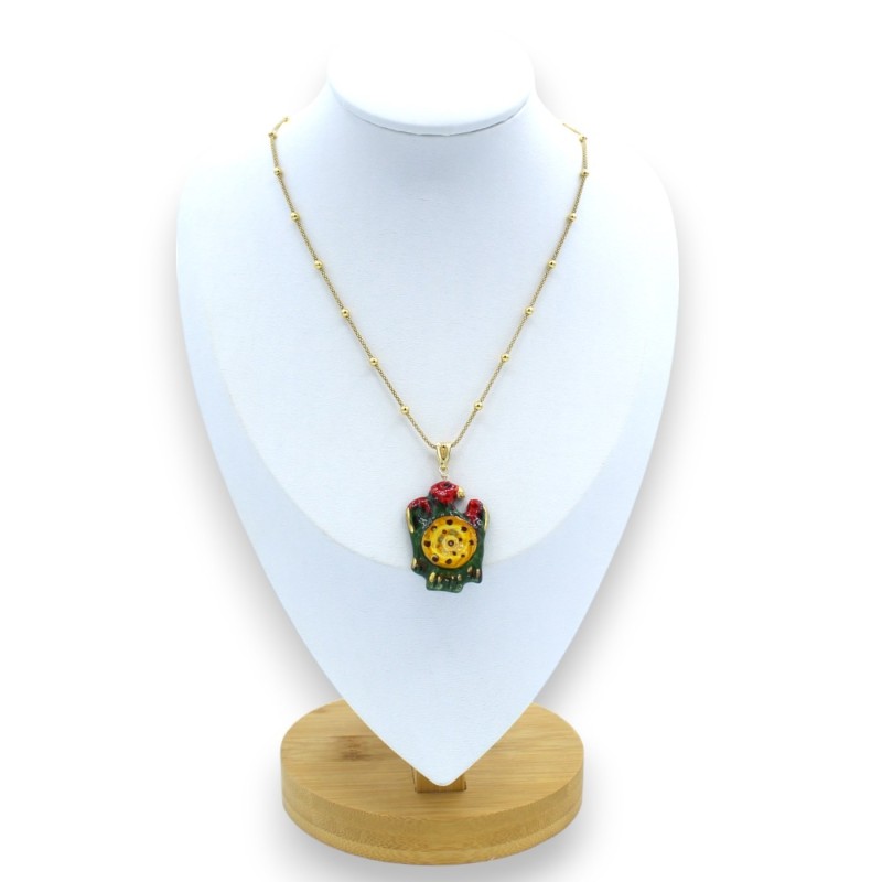 Collana o Orecchini (1Unità) Collezione Assi Carte Siciliane, Denaro, Argento 925 Placcato oro, smalto oro zecchino 24K 